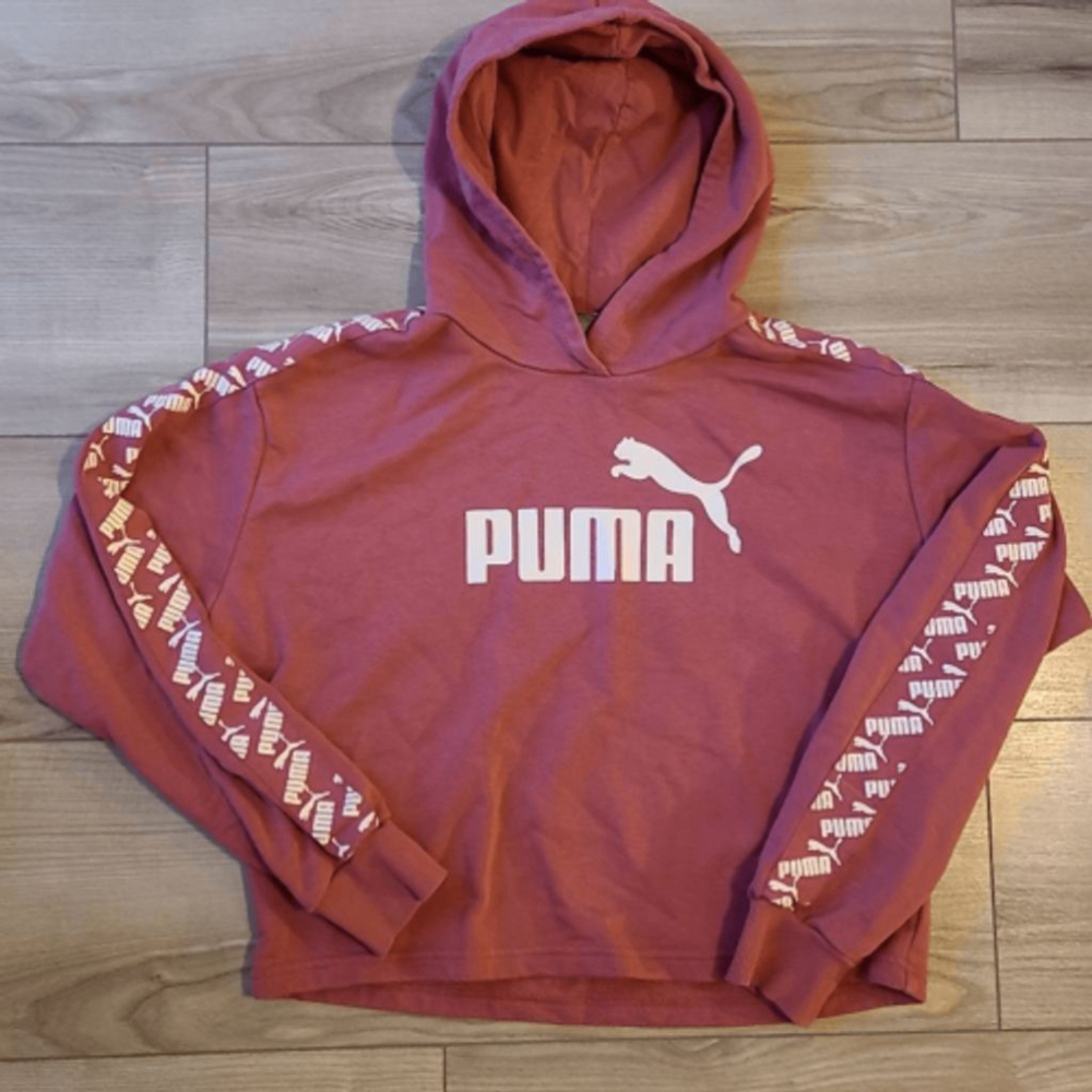 Puma Ladies Hooded Cropped Long Sleeve Sweatshirt sz S Pink